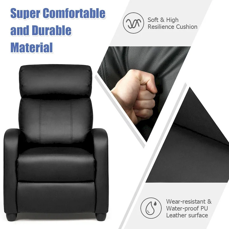 Massage Recliner Chair Single Sofa Padded Seat w/ Footrest