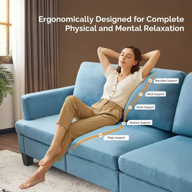 83.5 Upholstered Square Arm Suede Sofa