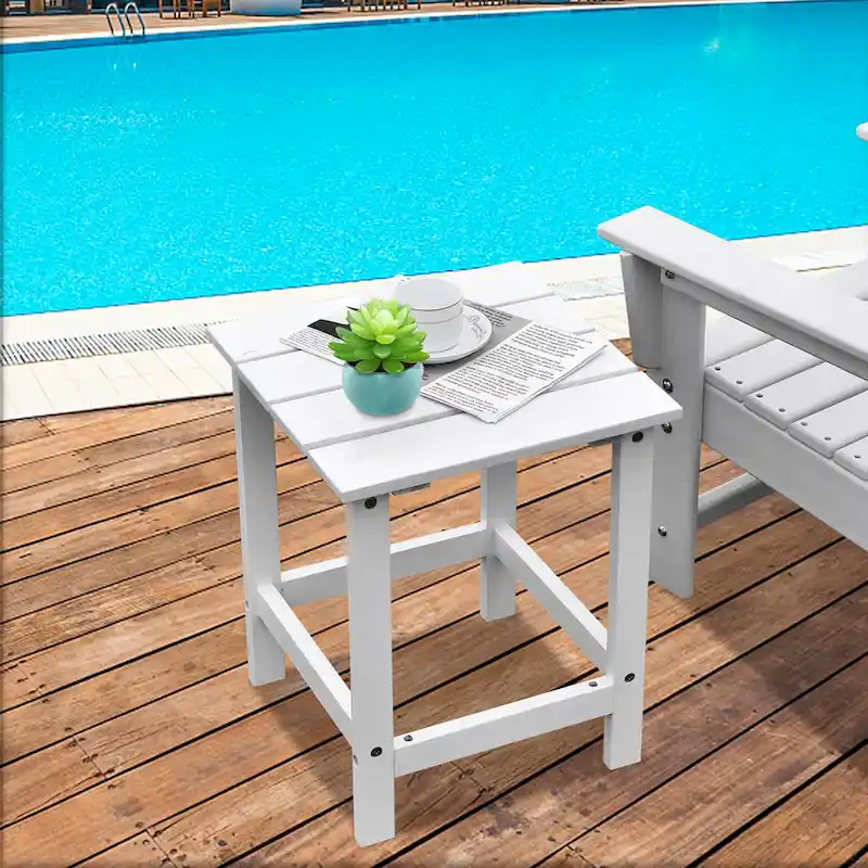 Costway Patio 15 End Side Coffee Table Square Wooden Slat Garden Deck - See details