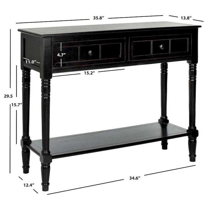 Grey 2-Drawer Console Table - 35.8 x 13.8 x 29.5 - 36Wx14Dx30H