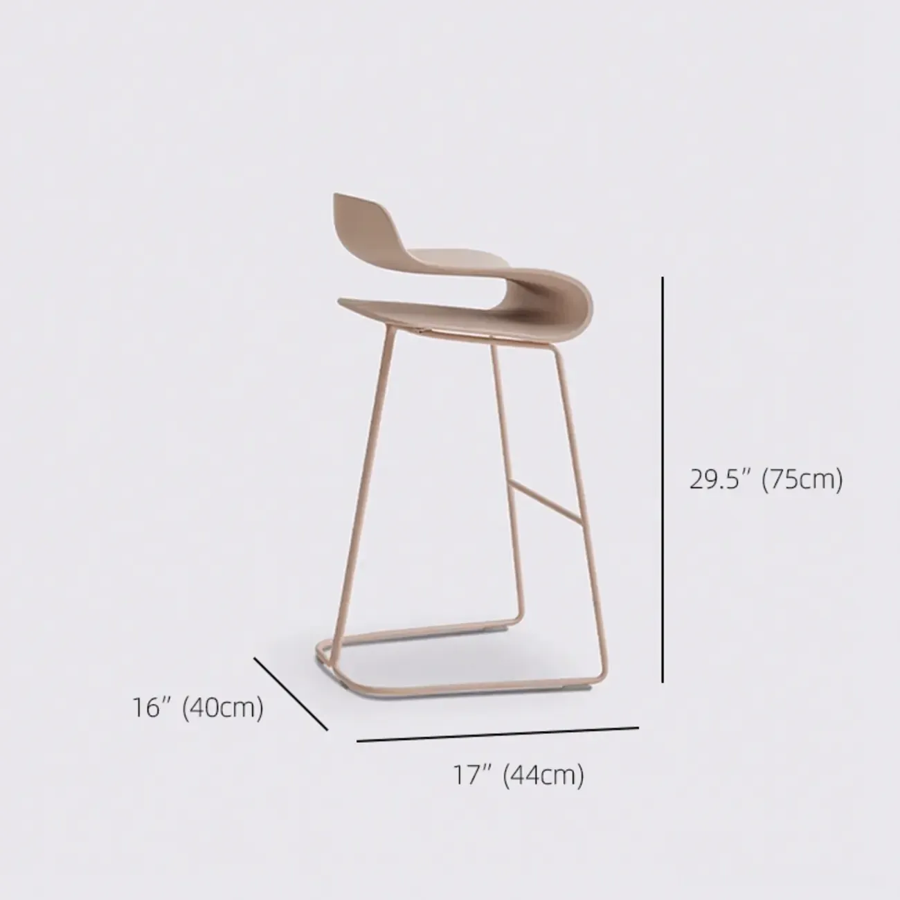 Industrial Plastic Steel Frame Low Back Armless Bar Stool