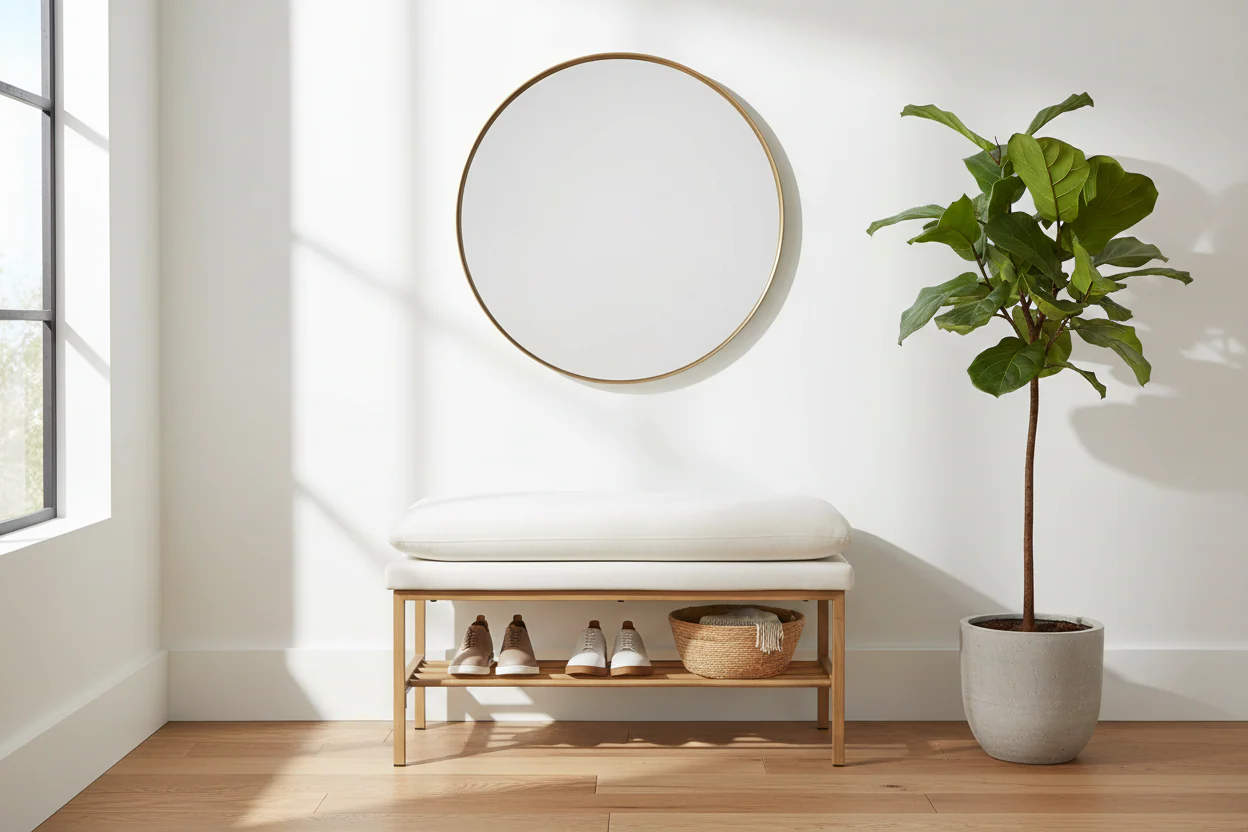 End of Bed Bench with Shelf, Linen Upholstered Storage Shoe Bench,Bedroom Bench with Metal Legs,300 LB