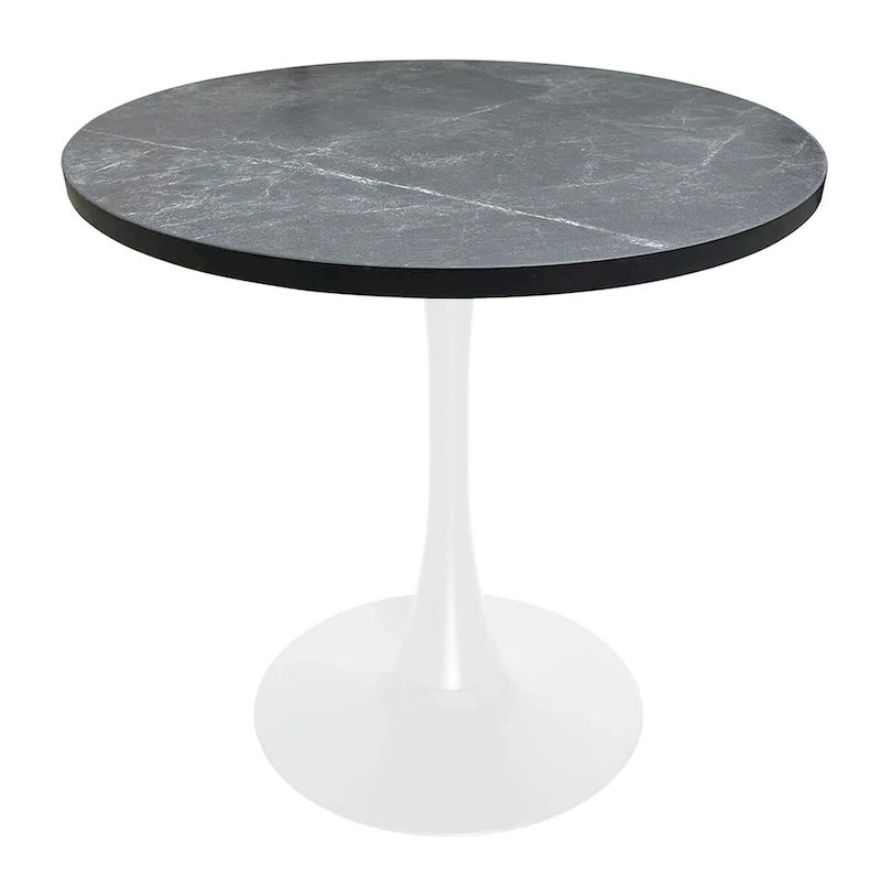 Bristol 36 Round Dining Table for 4 with MDF Top and Modern White Iron Base for Kitchen & Dining Room