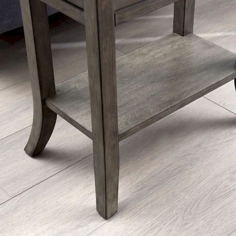 Leick Home One Drawer Traditional Cherry Tray Edge Side Table with Shelf