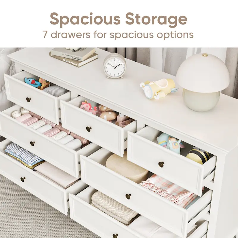 7 - Drawer Dresser with Solid Wood Legs and Painted Finish