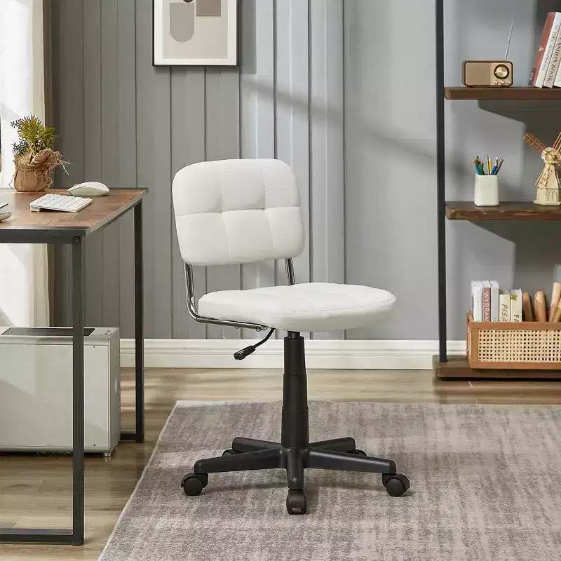 Gray / White Armless Swivel Office Chair, Height Adjustable, Seats 1
