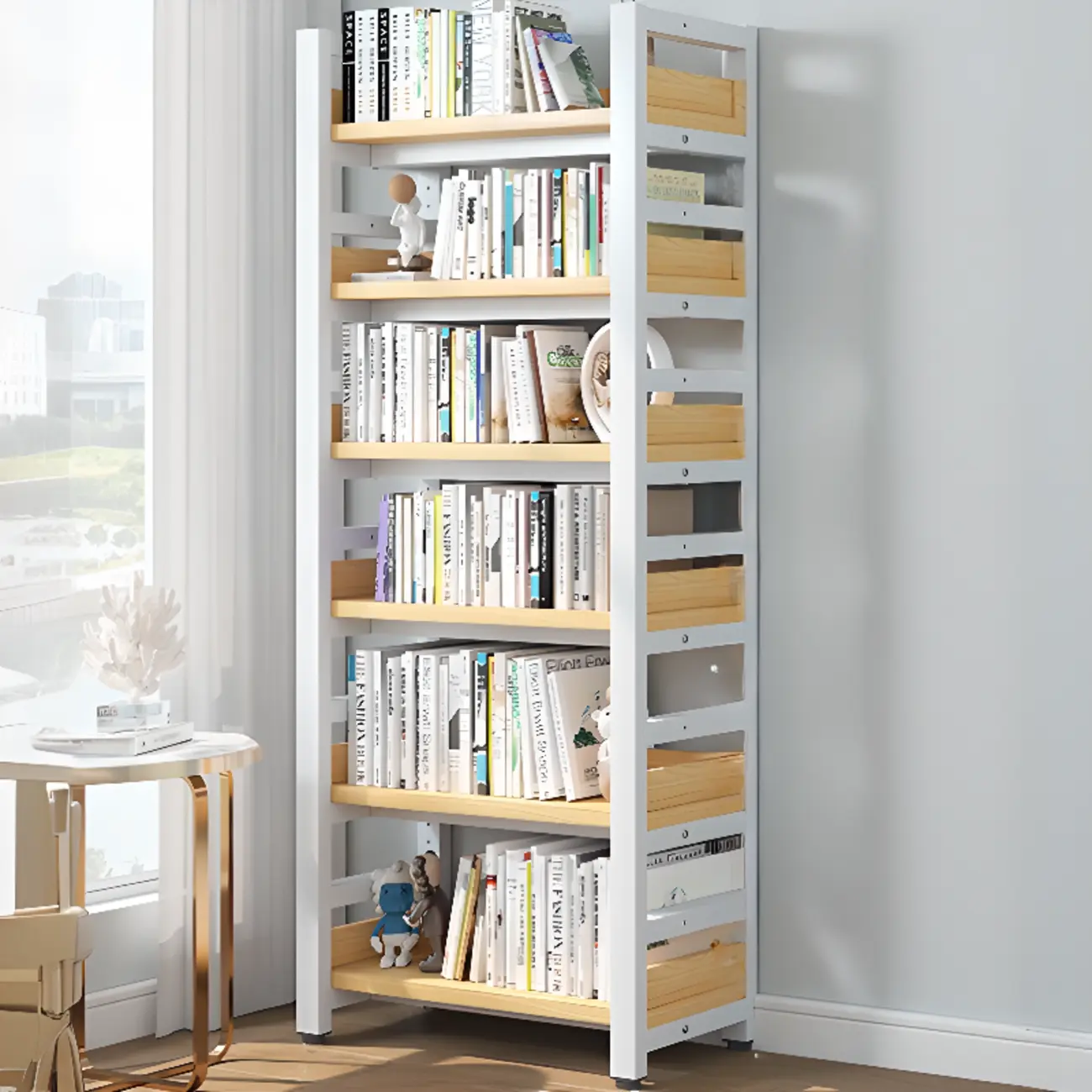 Modish Multi-Layer Open Back Wooden Tall Bookshelves
