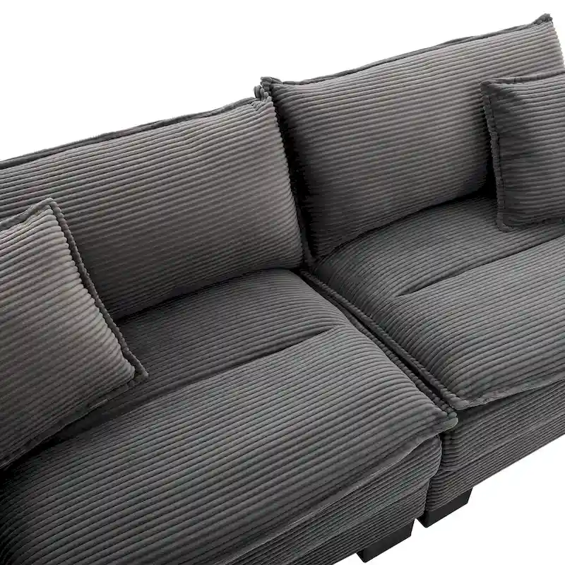 65.5 Upholstered 3-Seater Sofa Couch with Two Pillows and Sturdy Construction