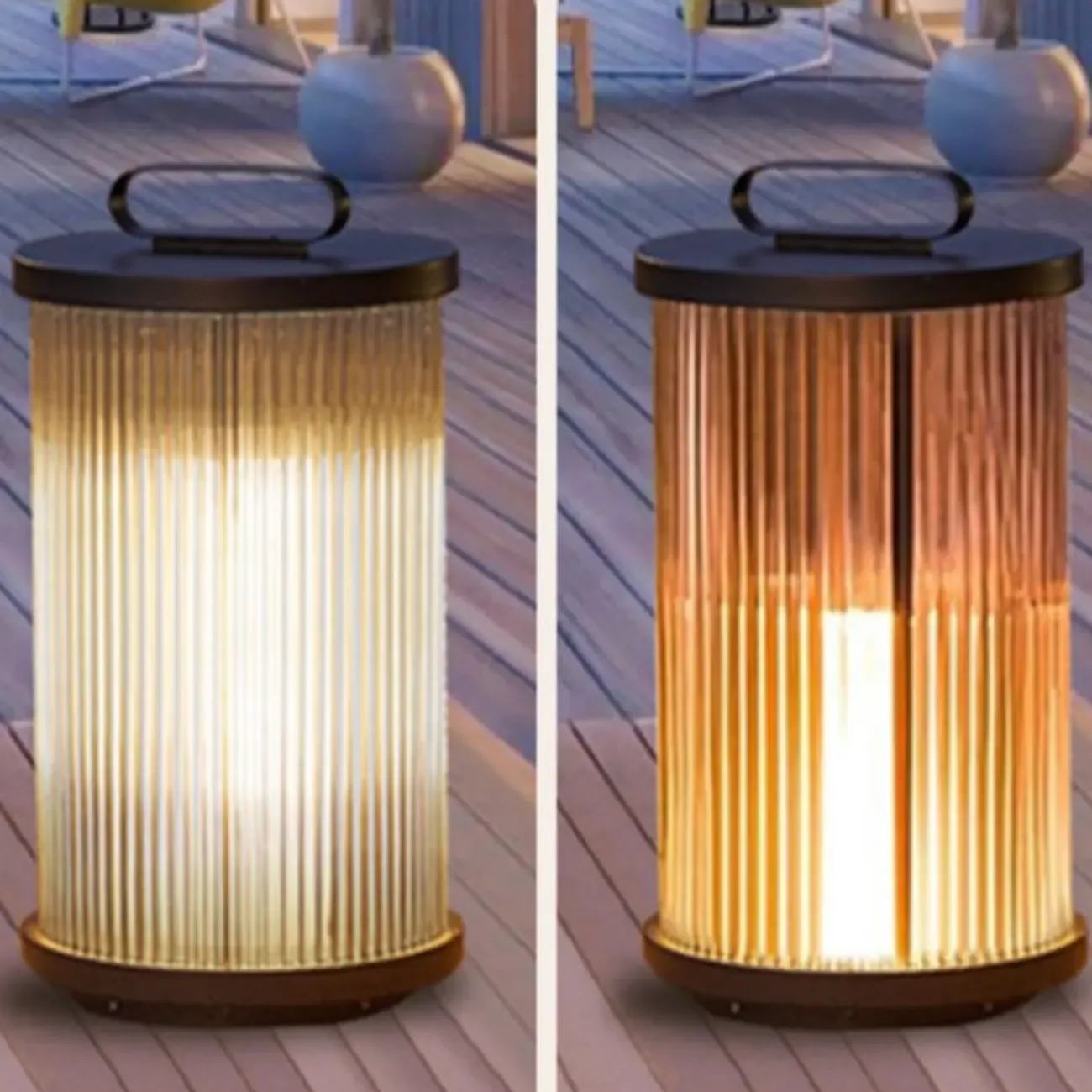 Vertical Grain Clear Glass Cylinder Post Cap Light