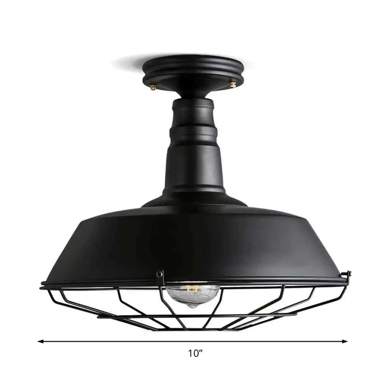Industrial Black Metal Semi Flush Mount Ceiling Light