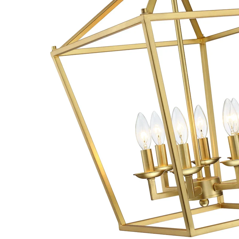 2-PK 16 in. 6-light Geometric Lantern Chandelier with soft gold finish/Matte Black finish