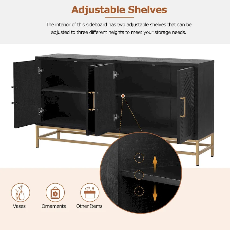 Sideboard Buffet Cabinet with Adjustable Shelves