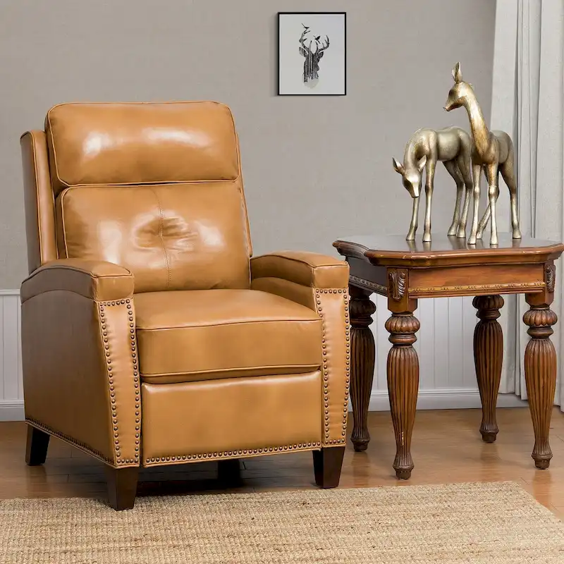 Gaspar Mid-Century  Pushback Recliner with Nailhead Trim by