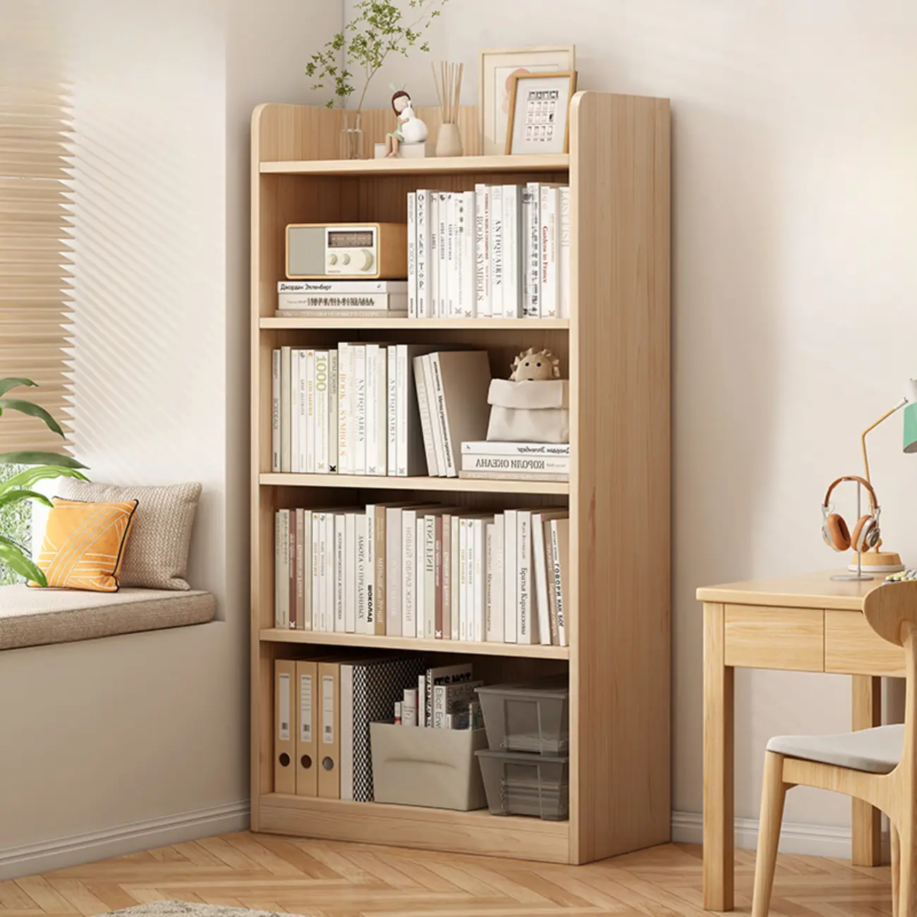 Natural Pine Vertical 6-Tier Barrister Closed Back Bookcase