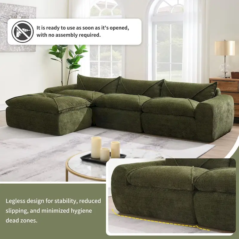 116  Fully Compressed Sofa with High Density Foam,Particle Chenille