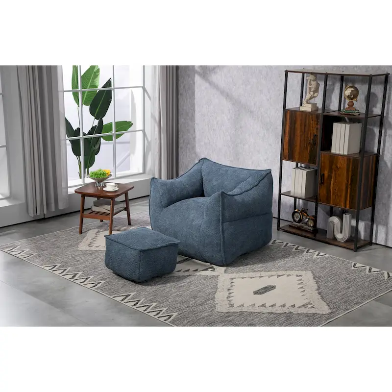 GDFStudio - COOLMORE Boucle Bean Bag Chair with Memory Foam Filling for Ultimate Comfort