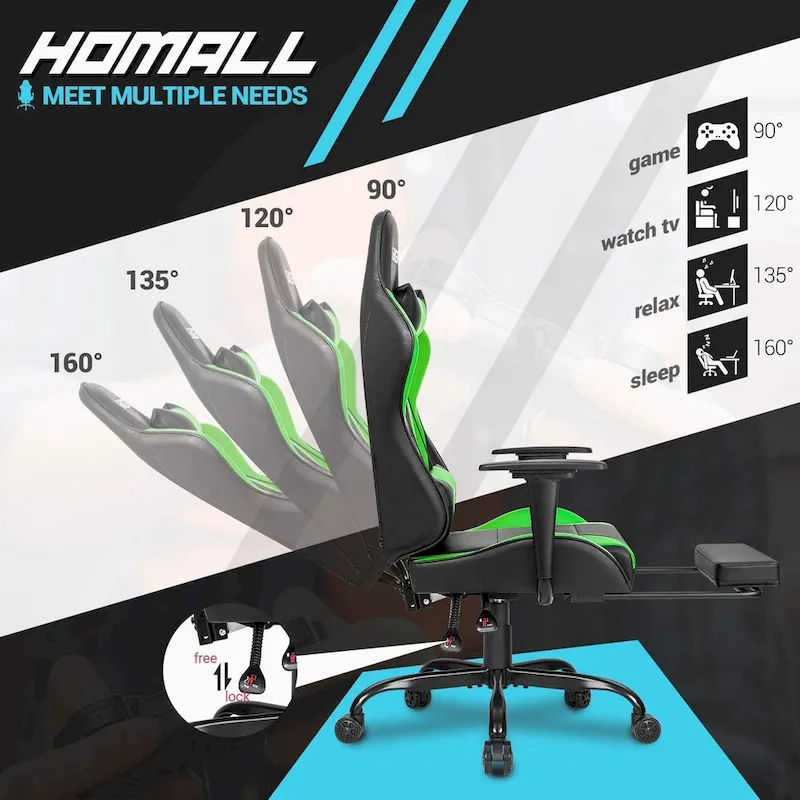 Gaming Chair with Footrest - Ergonomic Desk Chair