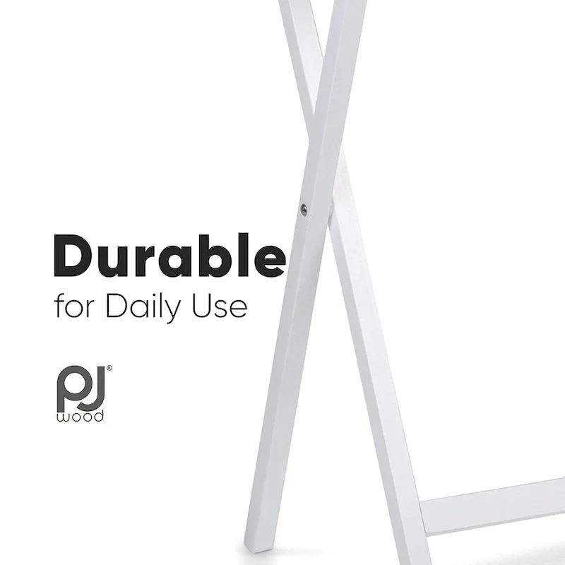 Solid Wood Compact Folding TV Tray and Snack Tables, White, 2 Piece Set