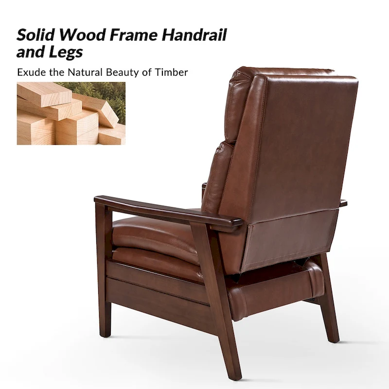Patrick Mid-century Vegan Leather Solid Wood Recliner by HULALA HOME