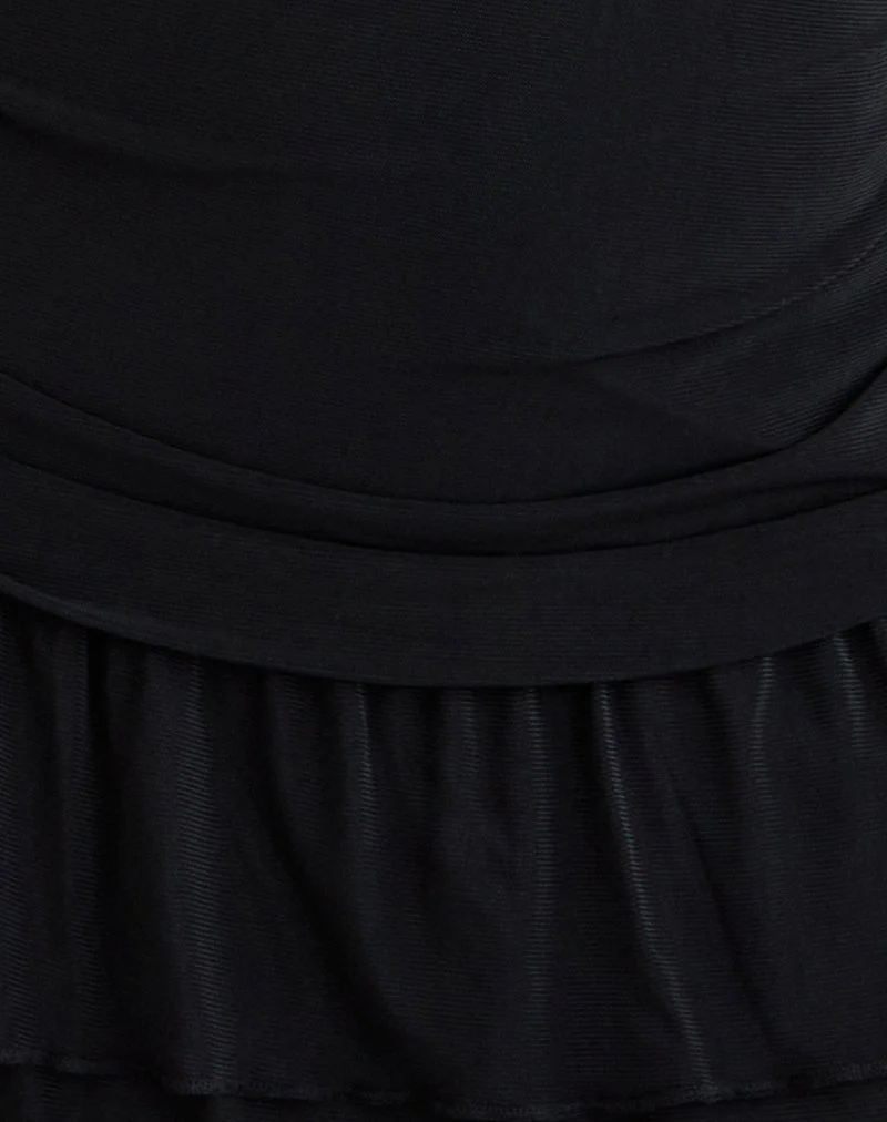 Mowgli Cap Sleeve Mini Dress in Black