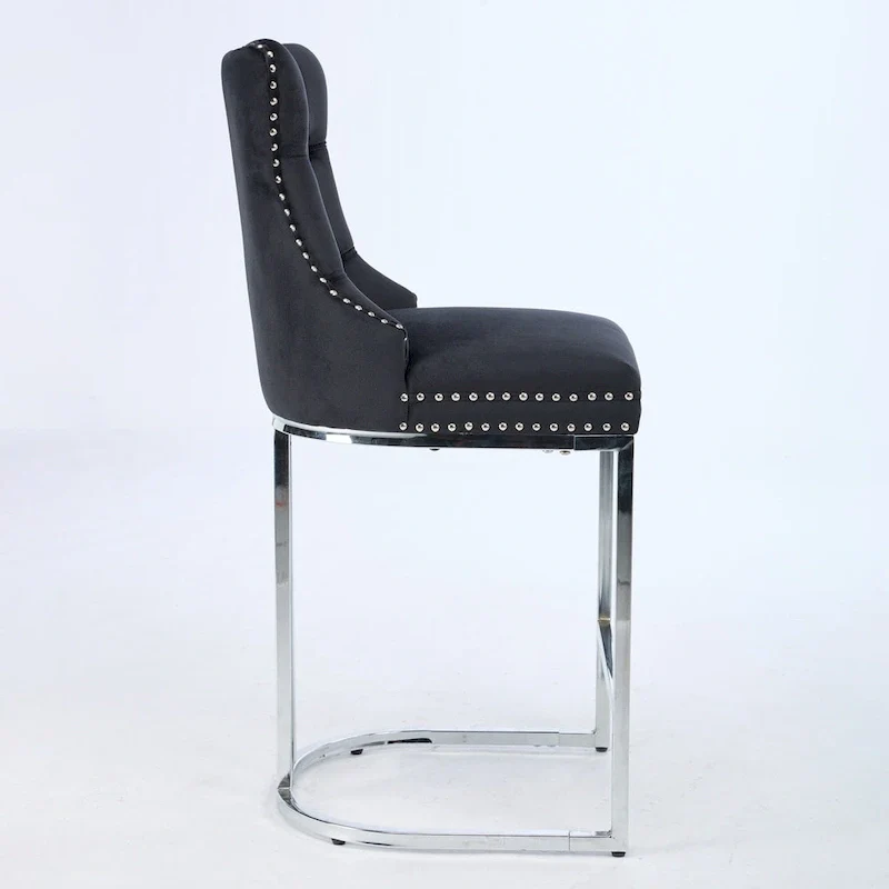 Modern Velvet Barstools 26 Counter Height Kitchen Island Chairs,Set of 2