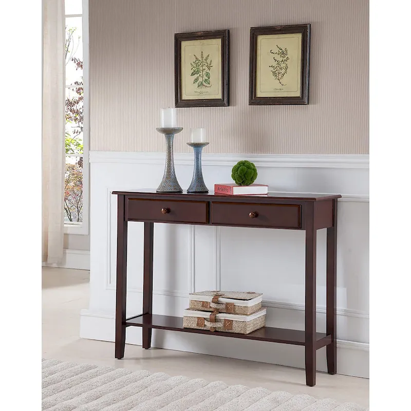 Wood Console Table with 2 Drawers