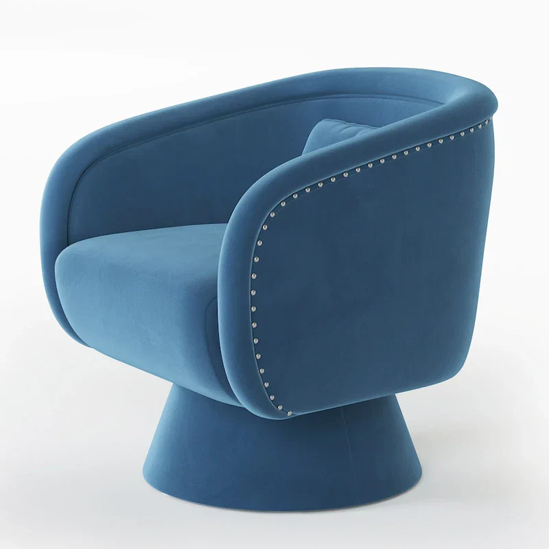 Nailhead Swivel Barrel Chair