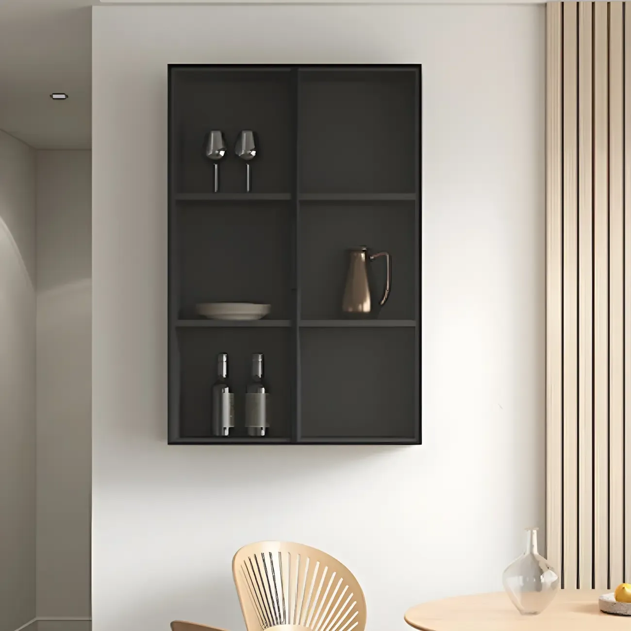 Black Multi-Shelf Wall-Mounted Wooden Display Cabinet