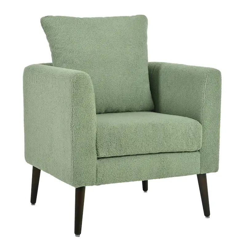 Modern 26.77  Upholstered Arm Chair with Solid Wood Legs and Waist Pillow