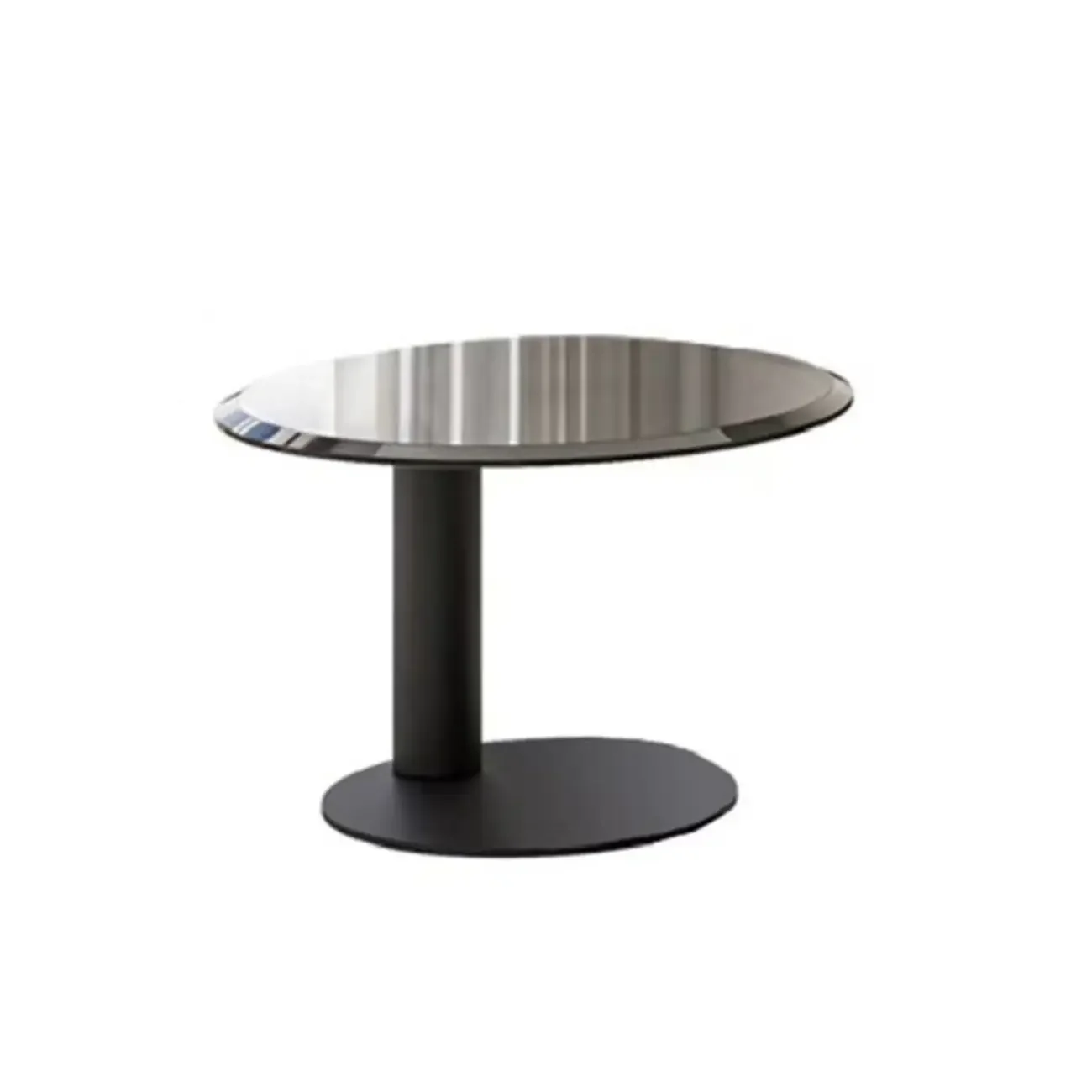 Modern Two-Part Glass Wood Round Coffee Table