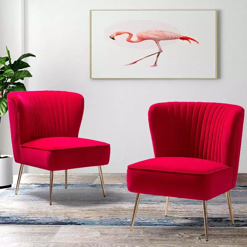 Quentin Velvet Accent Side Chair with Padded Seat Set of 2 | Karat Home