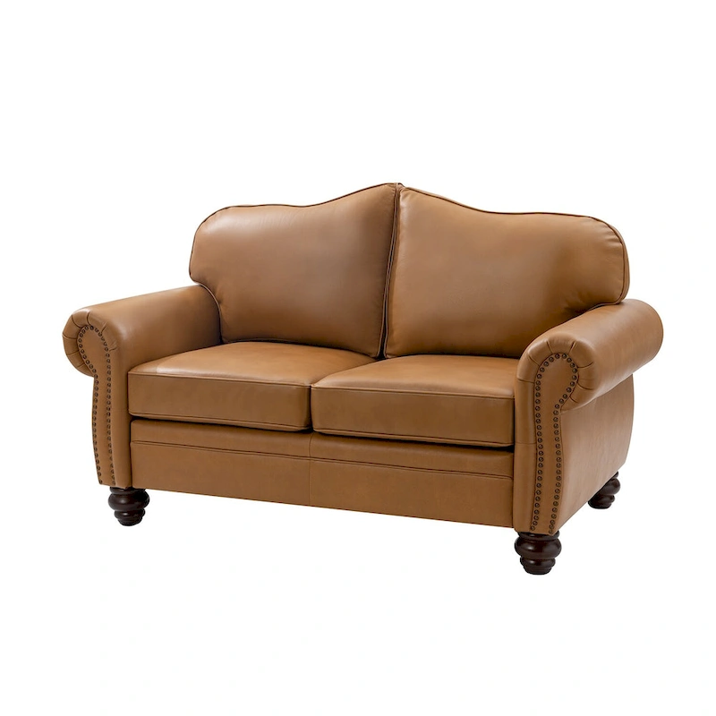 Angel Transitional Genuine Leather Sofa With Tufted Back by HULALA HOME
