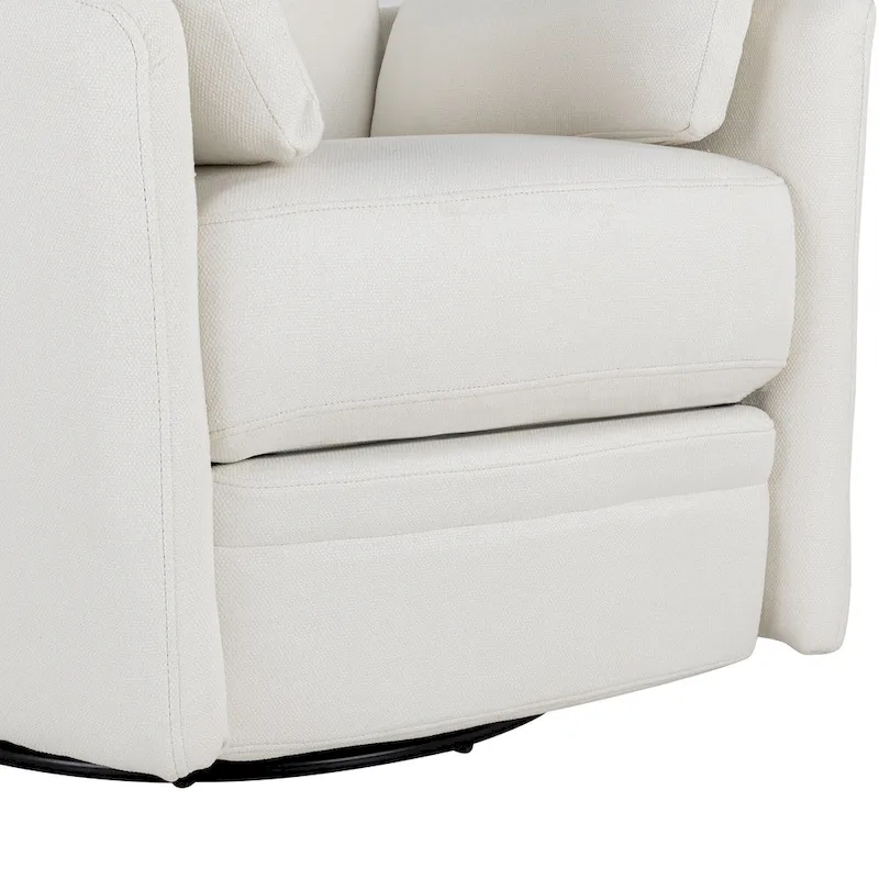 Beige Upholstered Swivel Rocker Recliner with Manual Recline, 360 Swivel, and Two Removable Cushions