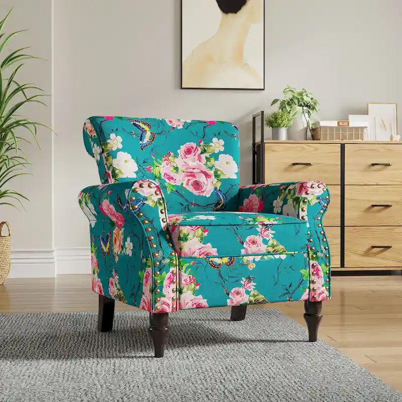 Living Room Armchair with Nailhead Trim - 29.9W x 29.9H x 32.9D