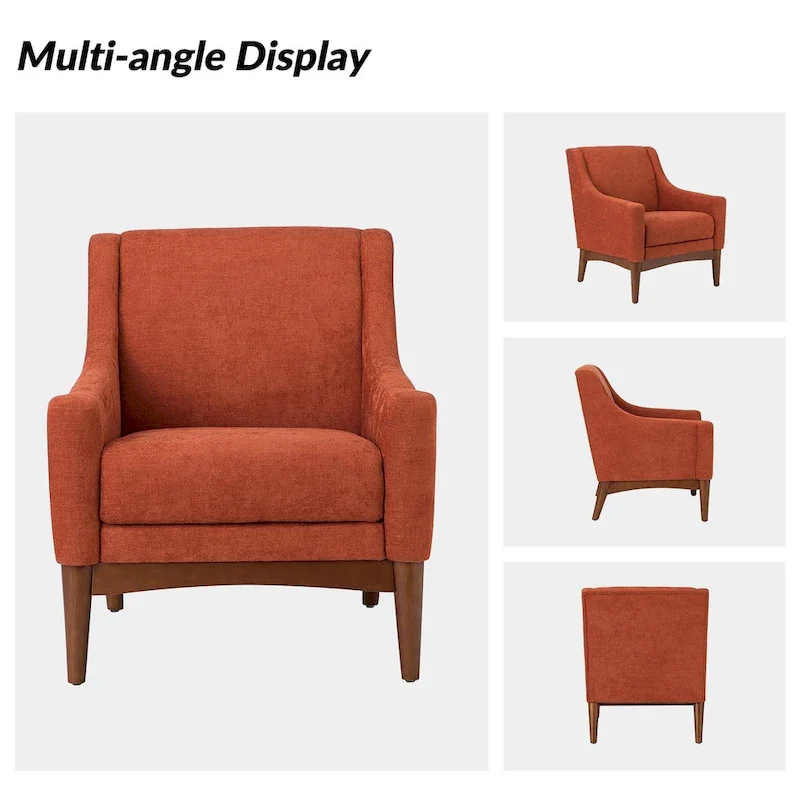 Francis Mid-century Modern Upholstered Armchair with Sloped Arms and Solid Wood Legs by HULALA HOME