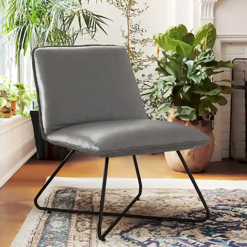 LUE BONA Mid Century Faux Leather Accent Chair With Adjustable Backrest - 31.5 H X 22.2 W X 23.6 D