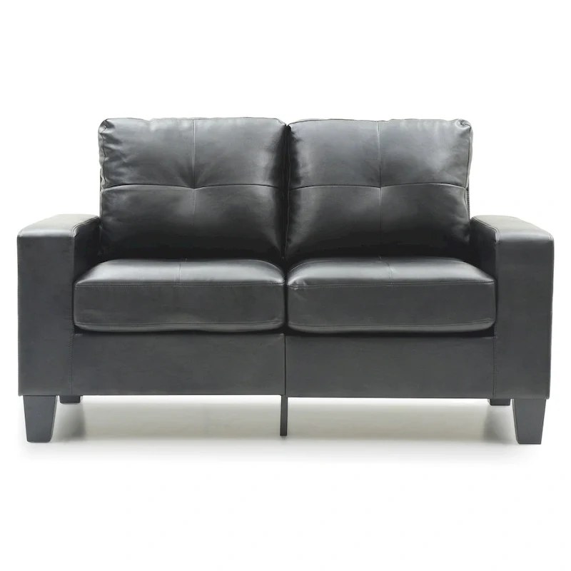 Newbury 58 in. W Flared Arm Faux Leather Straight Sofa - 32L x 58W x 36H
