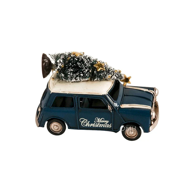 Handmade 1960s Mini Cooper Christmas Car Model Set of 2