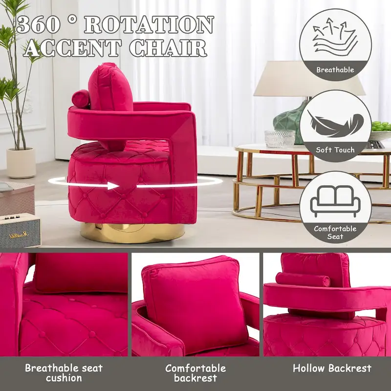 Fabric pull buckle living room rotating leisure chair, reception and negotiation chair