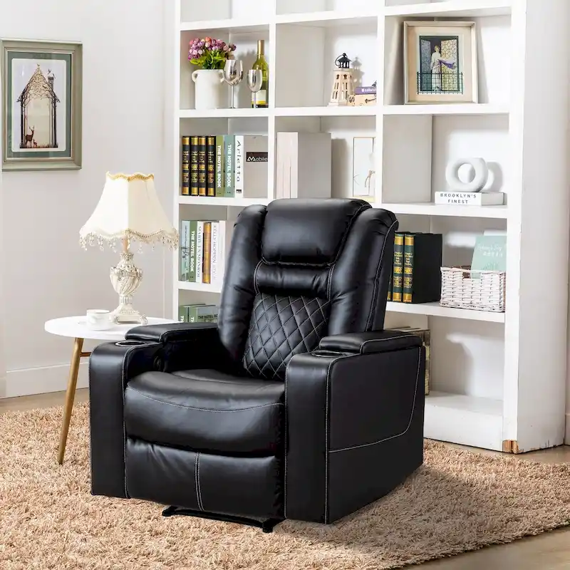 Breathable Leather Home Theater Seating with with USB Ports and Cup Holders