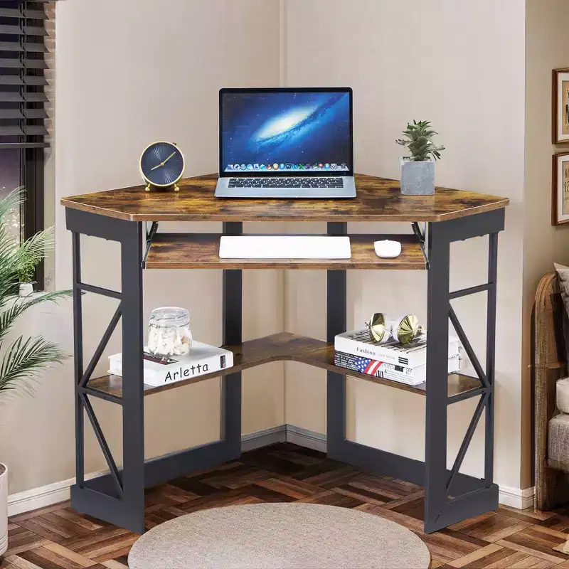 VECELO 41 in Corner Computer Desk with Storage Shelves & Charging Station, Gamer Desk, Modern Computer Desk for Home Office Workstation