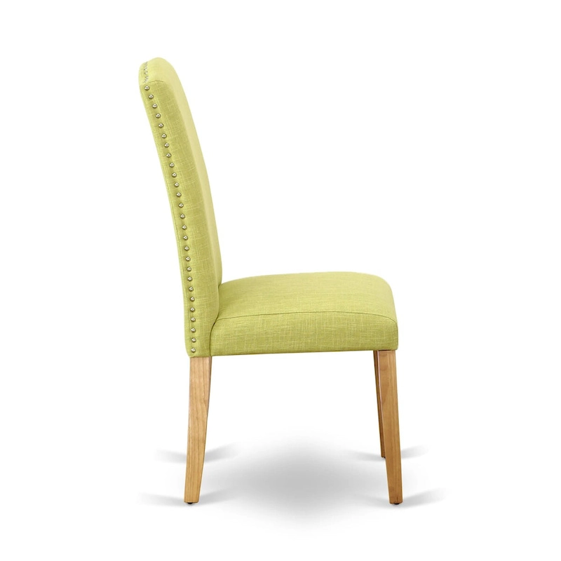 East West Furniture 3 Piece Dining Table Set- a Rectangle Kitchen Table and 2 Limelight Linen Fabric Upholstered Chairs, Oak