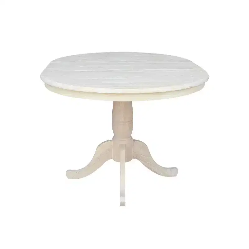 36 Round Top Pedestal Dining Table with 12 Drop Leaf - International Concepts