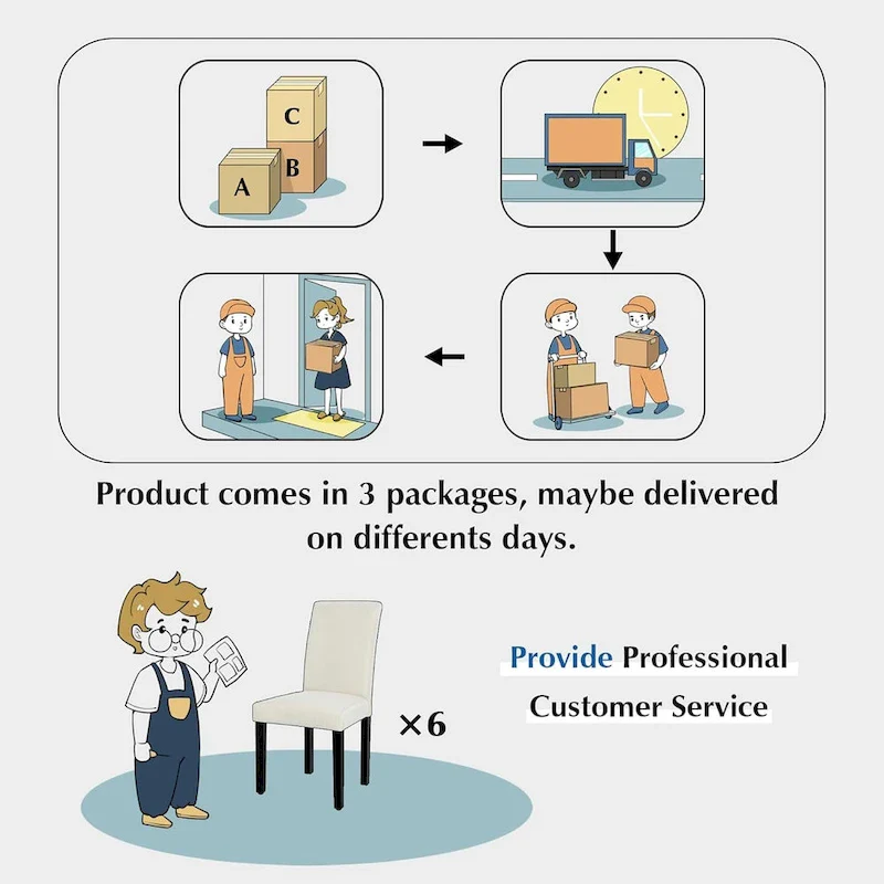 VECELO Upholstered Dining Chairs Set of 2/4/6, Fabric Dining Room Kitchen Side Chair, Parson Dining Chairs