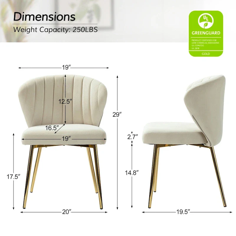 Modern Glam Upholstered Tufted Back Side Accent Dining Chair with Small Base