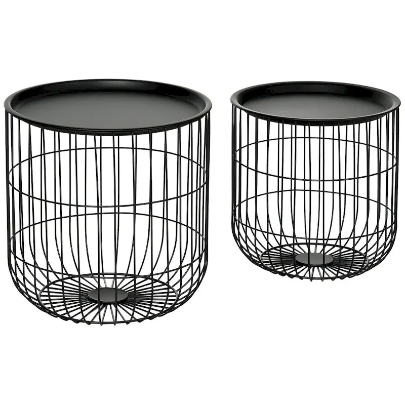 Nesting Coffee Tables with Steel Body and Removable Top (Set of 2)