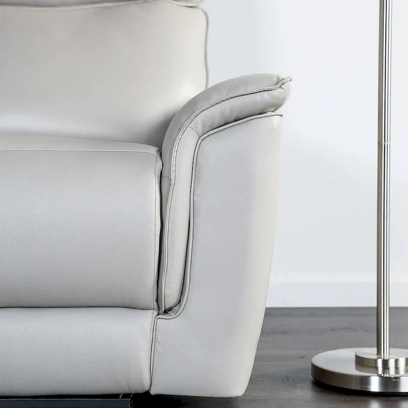 Furniture of America Marty Modern Leather Match Manual Reclining Sofa with Flared Padded Arms