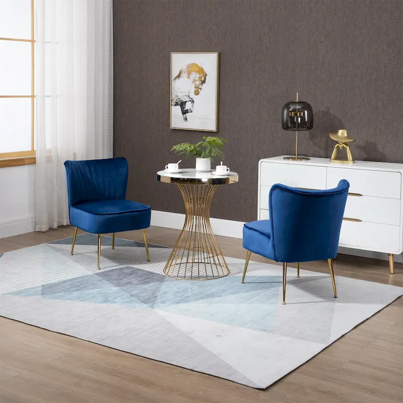 Velvet Upholstered Accent Side Chairs(Set of 2)