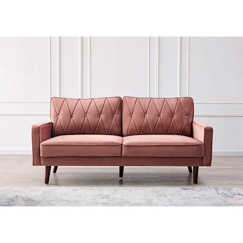 Feemster 69.3 Wide Velvet Tufted Cushion Back Sofa
