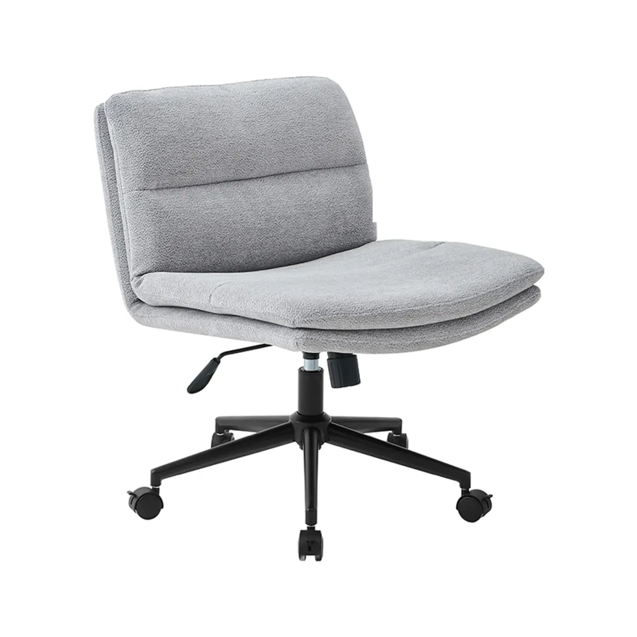 Beige Leather Armless Swivel Wide Office Chair